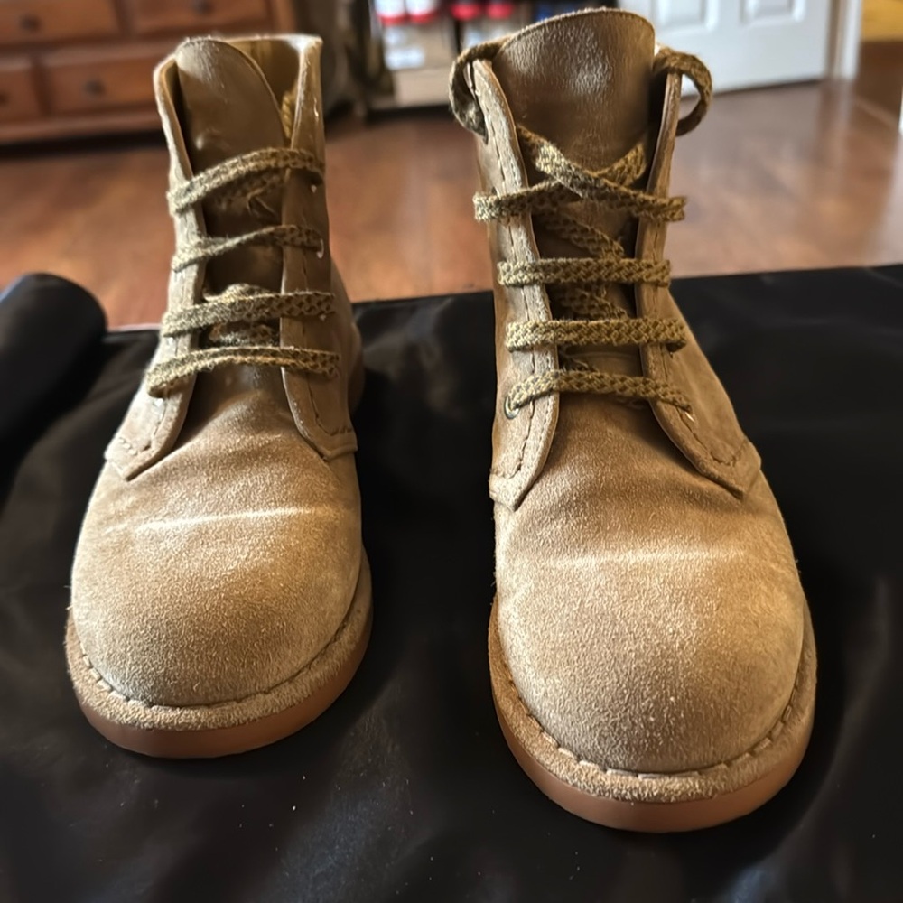 Chanel Suede Leather Lace Up Short Boots Brown EU 36.5 preloved.